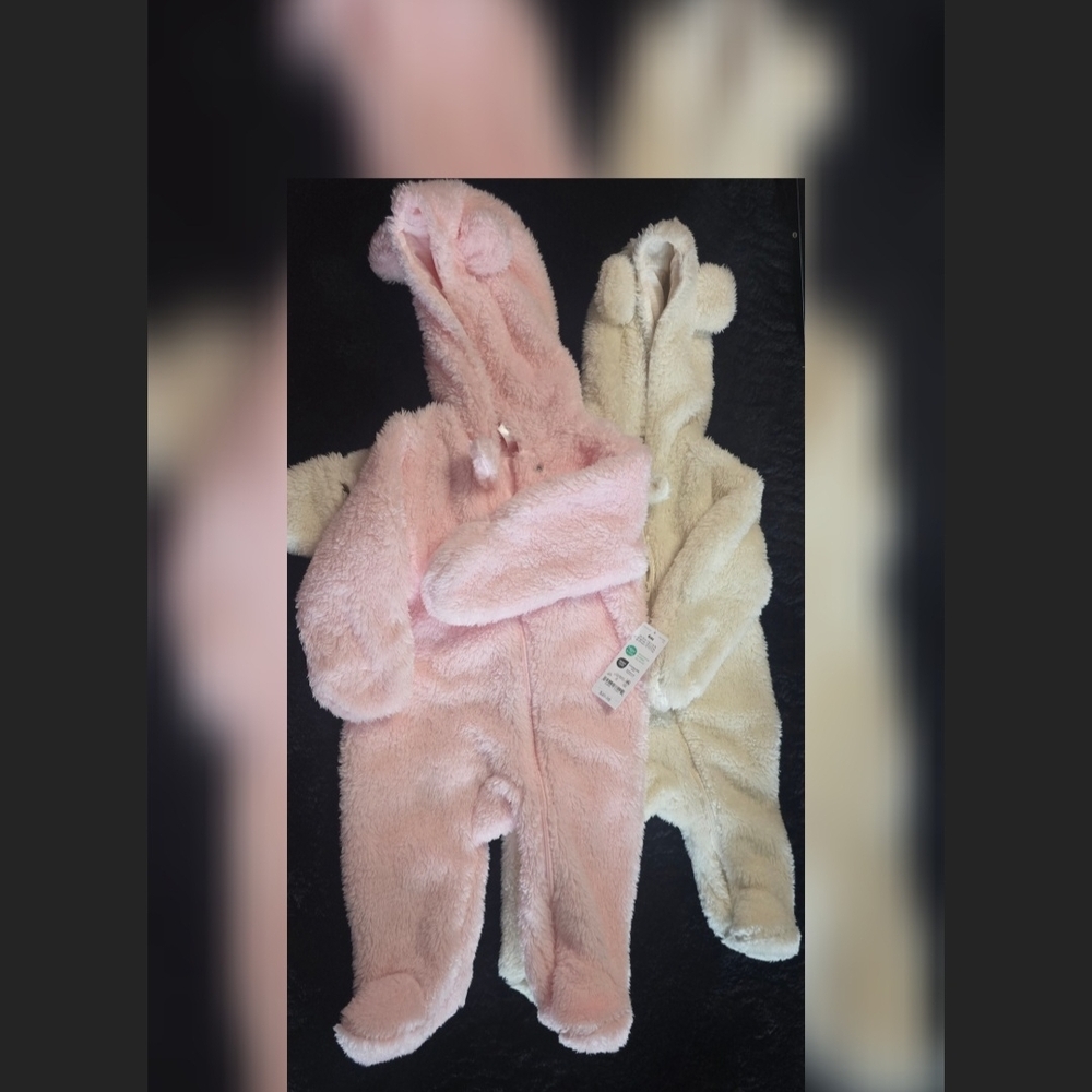 Carter's Fuzzy Pink and Cream Footies